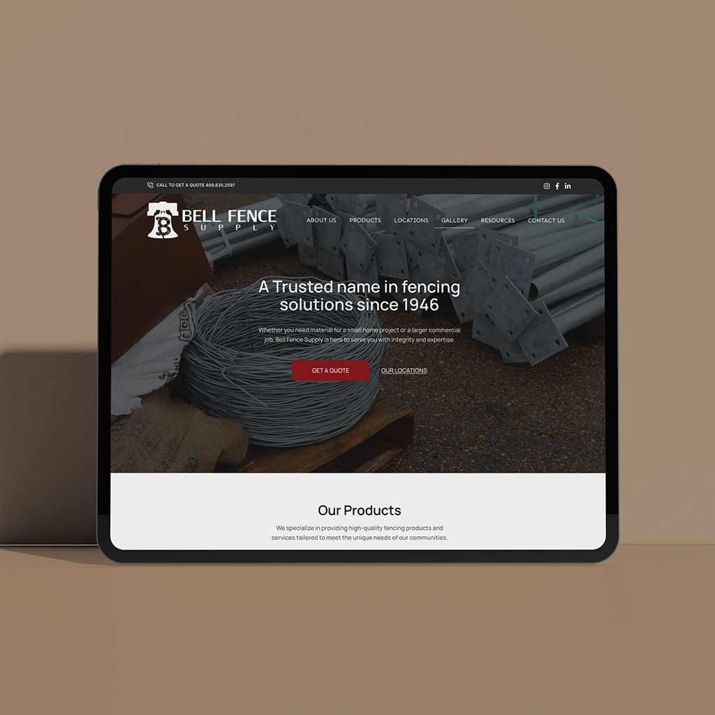 bell fence web design mockup